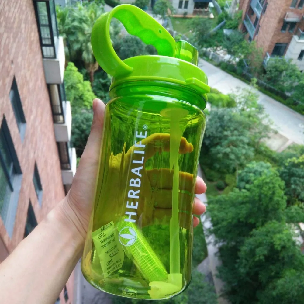 Nye Ankomst 2000ml 2L Lilla Pink 2000ml Mode Bærbare Plads Herbalife Ernæring Brugerdefinerede Shaker stropper halm vandflaske