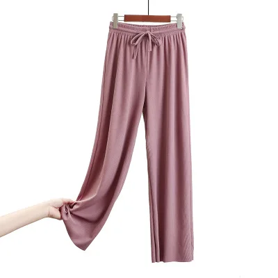 Nye casual høj talje bukser, ensfarvet elastiske bukser kvinder grå
