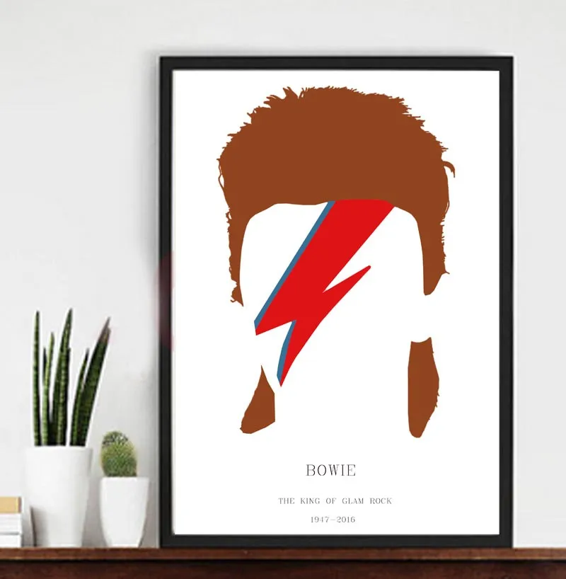 NYE DAVID BOWIE MEMORIAL Ziggy Stardust lærred udskrivning Minimalistisk Plakat Kunst væg billeder udskriv billede i 7 størrelser Uden Ramme