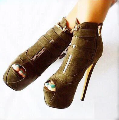 Nye fashion gratis porto brun matte læder, dekorativ spænde, 4,5 cm vandtæt, 14,5 cm høj-heeled sko. Størrelse: 35-43