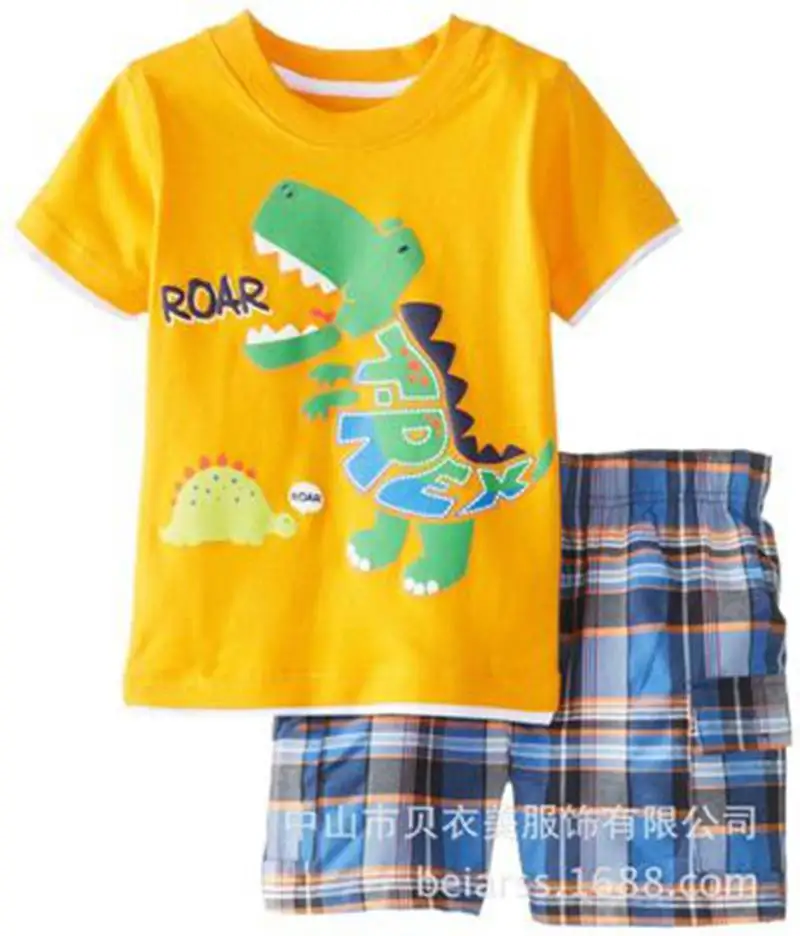 På tilbud! Nye Gule Dino Boy Tøj Sæt Børn T-Shirt Ternet Bukser Kulør Børn Tøj, Bomuld, Toppe, Trusser 2 -7 År Nattøj Drengenes Tøj > Iderammer.dk
