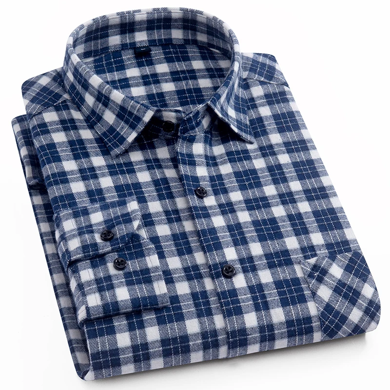 Nye Herre Plaid Shirt, Bomuld Af Høj Kvalitet Herre Business Casual Langærmet Skjorte Mandlige Social Flannel Skjorter
