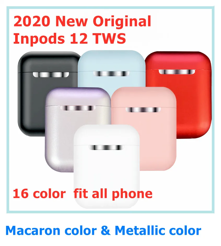 Nye inpods 12 pro elleve macaron 16 farve øretelefoner air2 i12 tws trådløs bluetooth-Hovedtelefon Bas, Stereo Headset Sport Earbuds