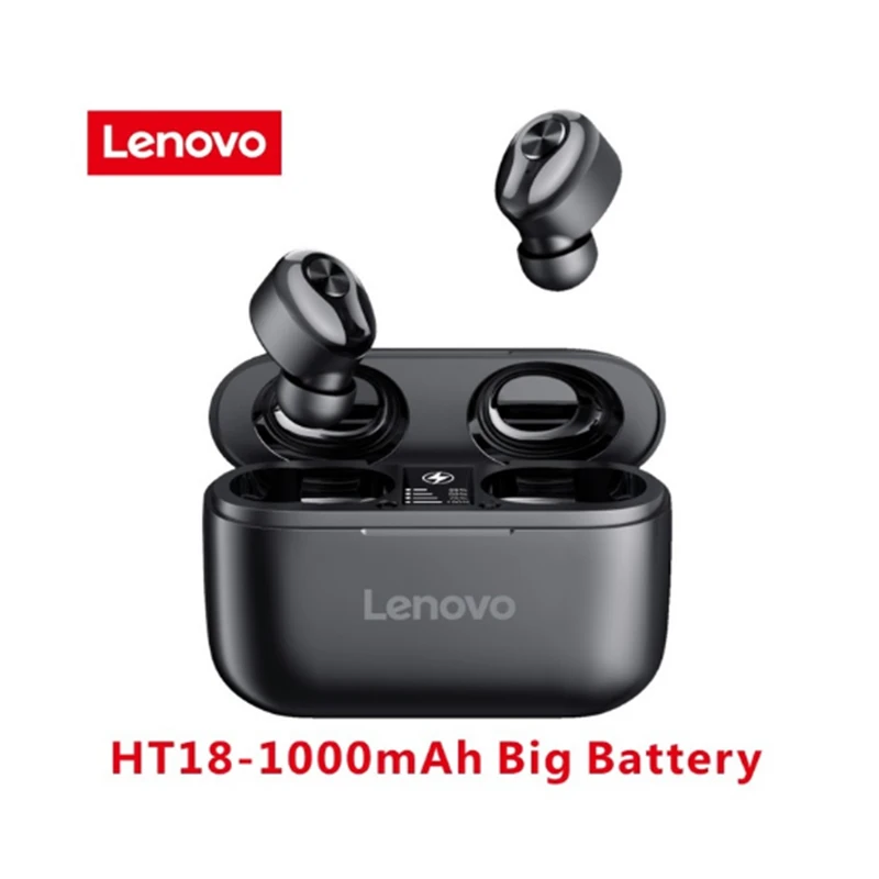 NYE Lenovo HT18 Trådløse TWS 5.0 Øretelefoner 1000 mah Batteri-LED Display Volumen Kontrol Øretelefoner HIFI Stereo HD Tale Lager