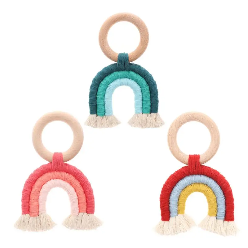 Nye Rainbow Kvast Macrame Træ-Boho Baby Bidering Bomuld Snor Træ Begyndervanskeligheder Toy Brusebad Gave