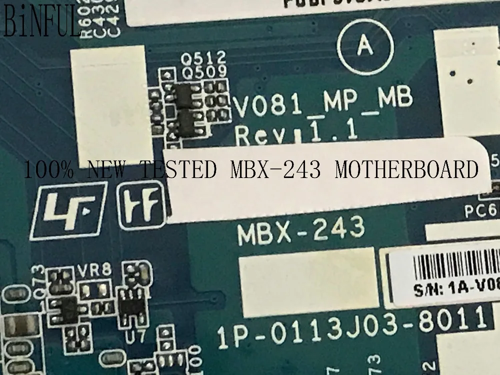NYE , REV : 1.1 V081_MP_MB MBX-243 MAINBORD FOR SONY VPCF23 mbx-243 laptop bundkort , der passer rev : 1.2,ikke passer 3d lcd -)