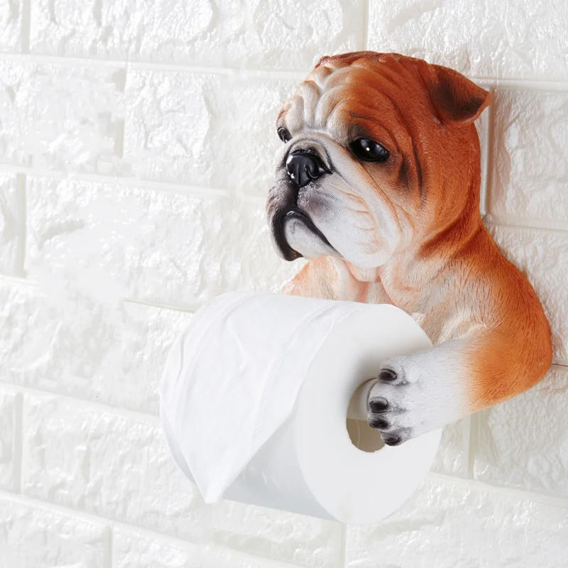 Nyhed 3D papirholder harpiks simulering hund / bear / kat toilet roll holder badeværelse tilbehør