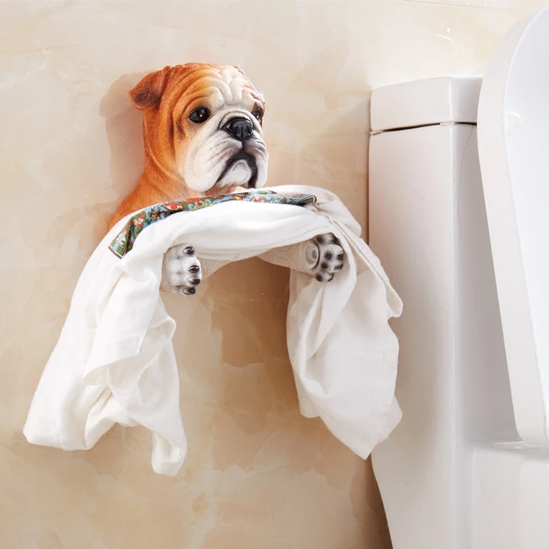 Nyhed 3D papirholder harpiks simulering hund / bear / kat toilet roll holder badeværelse tilbehør