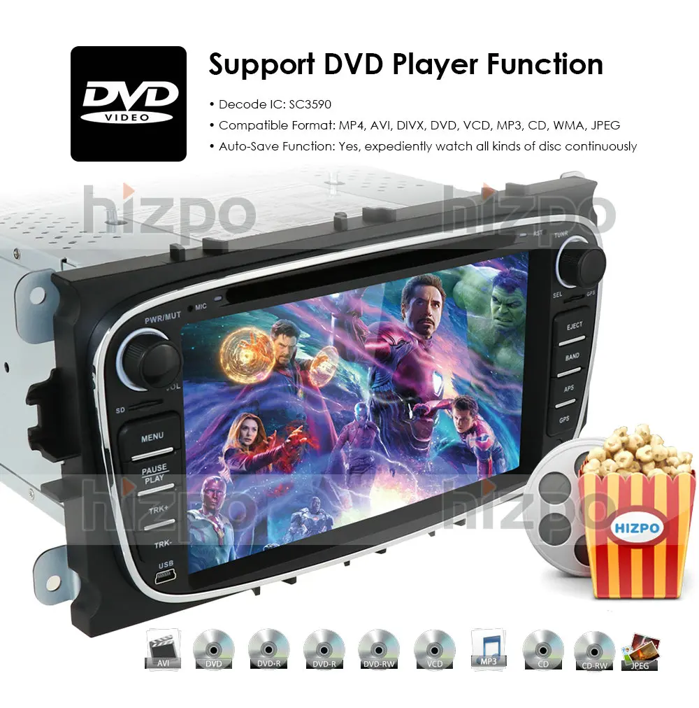Octa-Core 4G Android-10 Bil DVD-Afspiller 2 Din radio GPS Navi for Ford Focus Mondeo Kuga C-MAX S-MAX Galaxy Lyd Stereo Head Unit