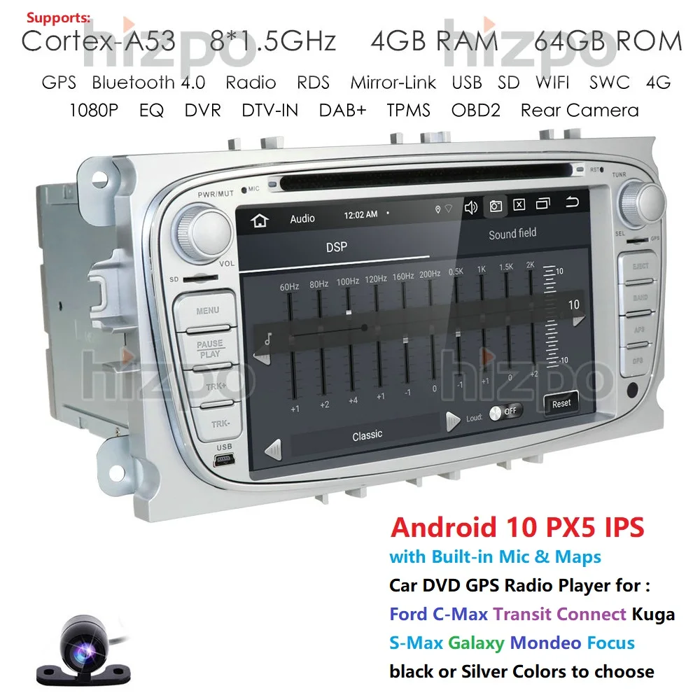 Octa-Core 4G Android-10 Bil DVD-Afspiller 2 Din radio GPS Navi for Ford Focus Mondeo Kuga C-MAX S-MAX Galaxy Lyd Stereo Head Unit