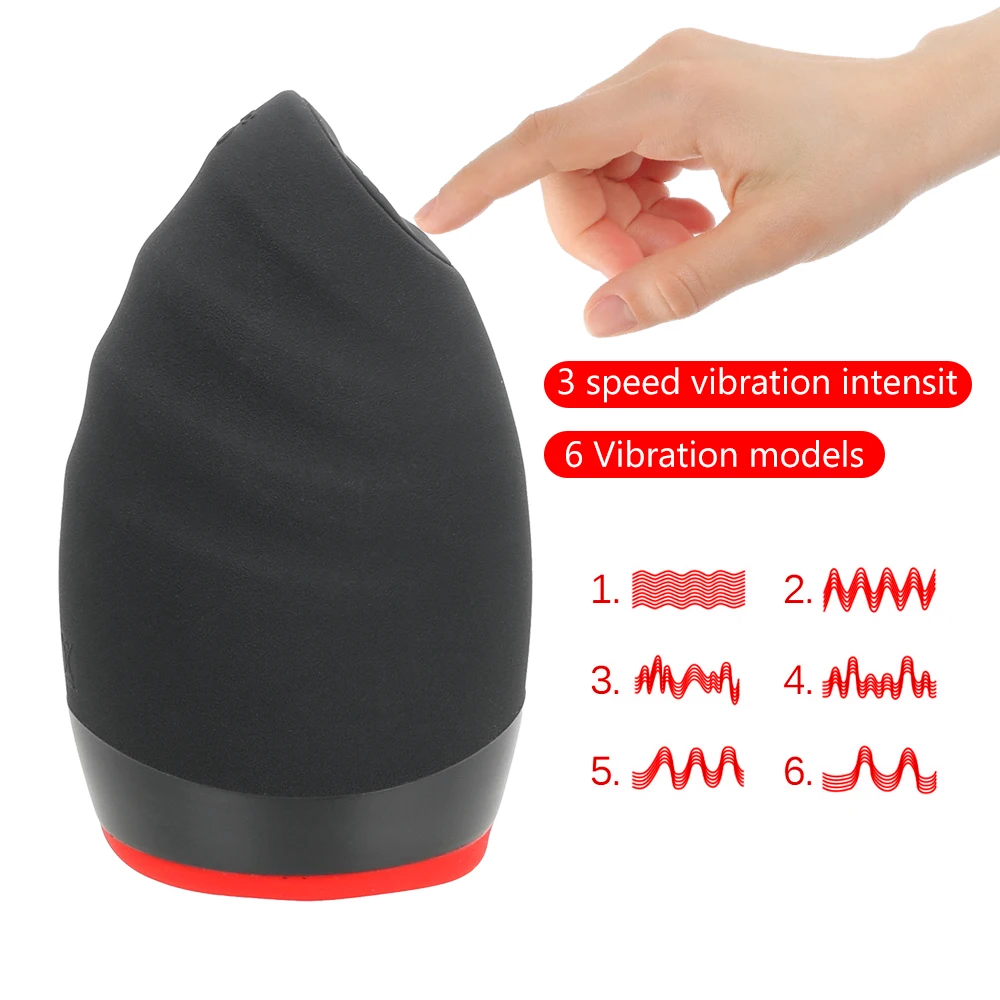 OLO Erotisk Blowjobs Håndsex Cup Male Masturbation Vibrator Varme Oral Sex Cup Sex Legetøj til Mænd 6-Vibration-Silikone Modeller