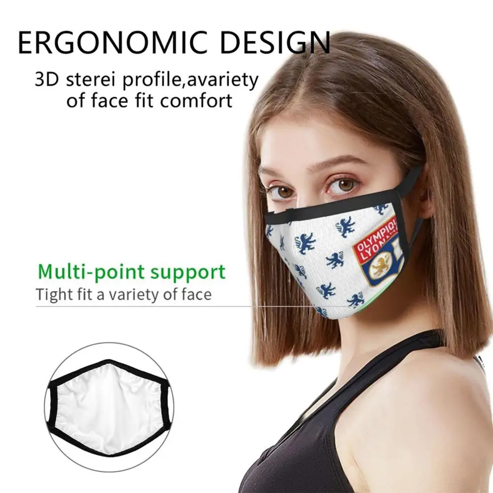 Olympi - Lyon, Frankrig Fodbold Genanvendelige Tørklæde Maske, Filter Maske Olympi - Lyon Lyon Fodboldhold Frankrig Frankrig Fodbold