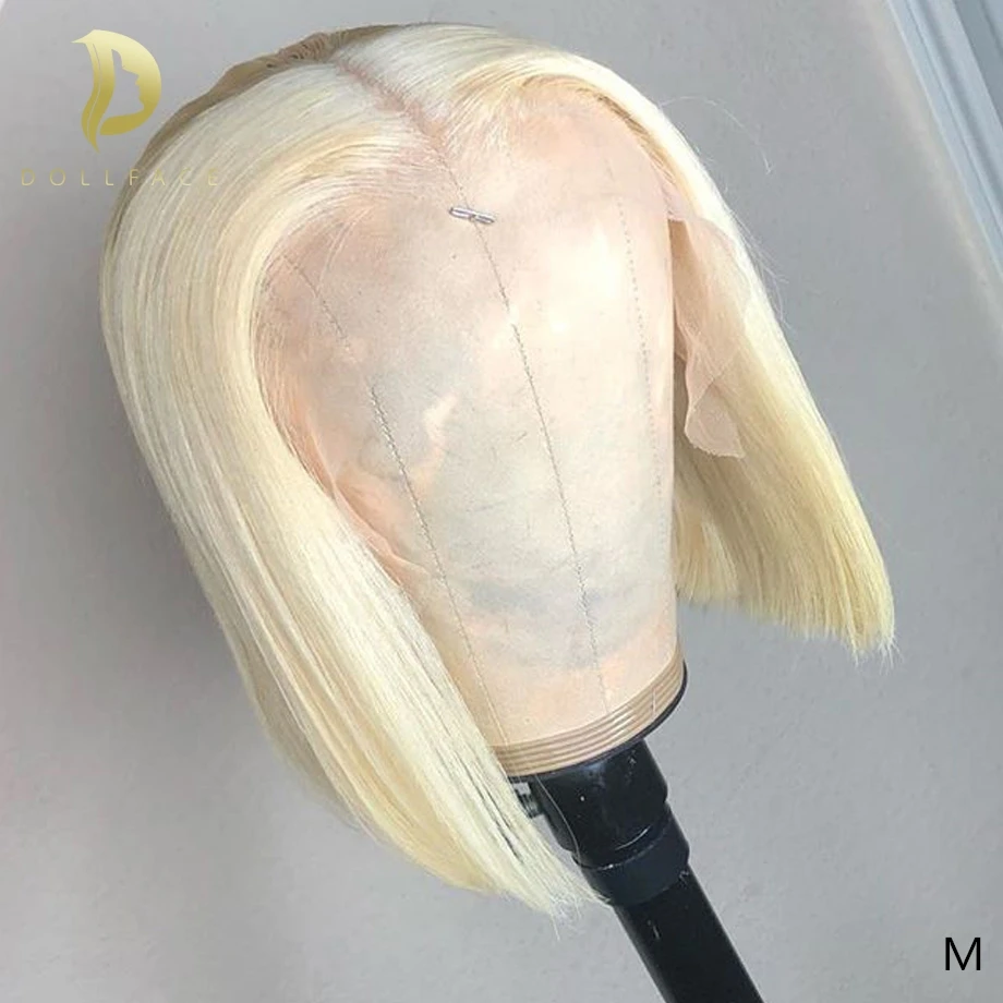 Ombre Blonde 613 Menneskelige Hår Blonder Foran Parykker, For Sorte Kvinder Short Straight Bob Wig Brasilianske naturlige schweiziske remy hair 13X4 130%