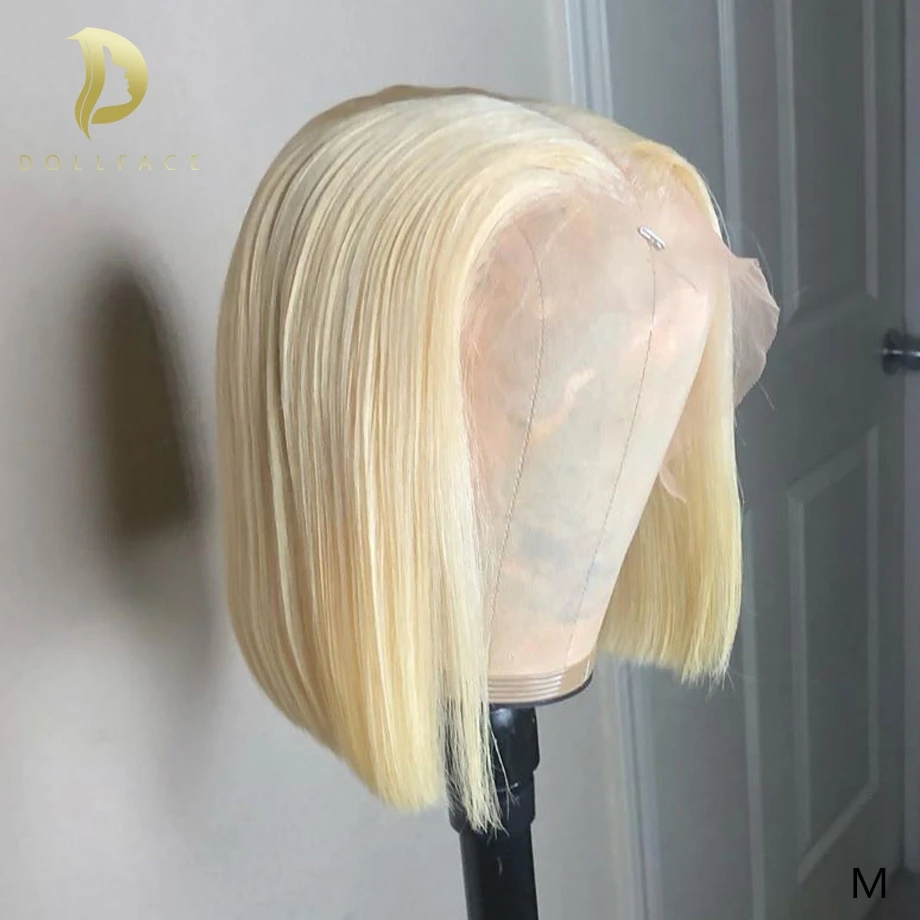 Ombre Blonde 613 Menneskelige Hår Blonder Foran Parykker, For Sorte Kvinder Short Straight Bob Wig Brasilianske naturlige schweiziske remy hair 13X4 130%