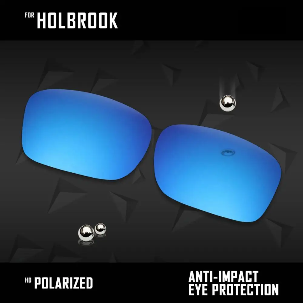 OOWLIT 4 Par Polariserede Solbriller Udskiftning Linser for Oakley Holbrook-Sort & Sølv & Ice Blue & Brand Rød