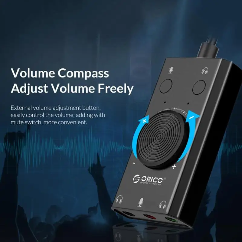 ORICO Volumen Justerbar 3-Port Mic Hovedtelefoner Audio-Kort Adapter Eksterne USB lydkort Til PC Accessary