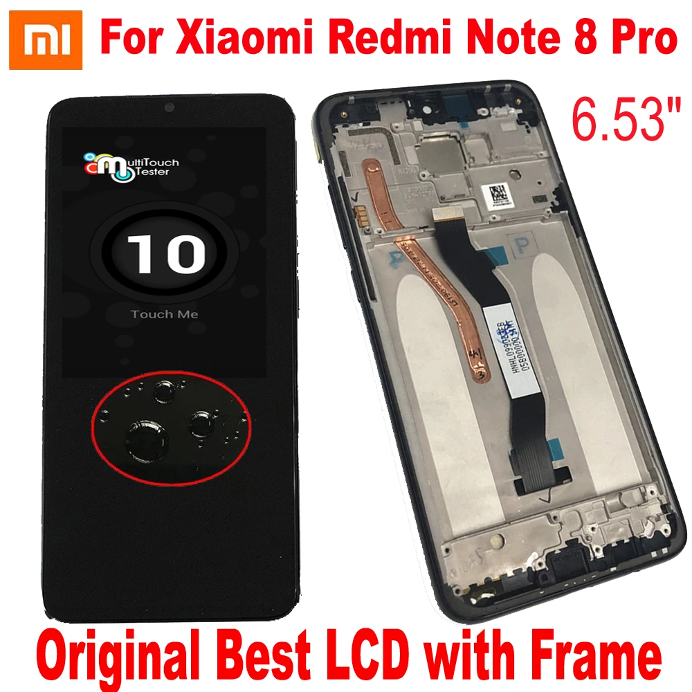 Original Bedste Touch Skærm Digitizer og LCD-Skærm Forsamling Sensor + Ramme Til Xiaomi Redmi Note 8 Note8 Pro Telefonen Pantalla