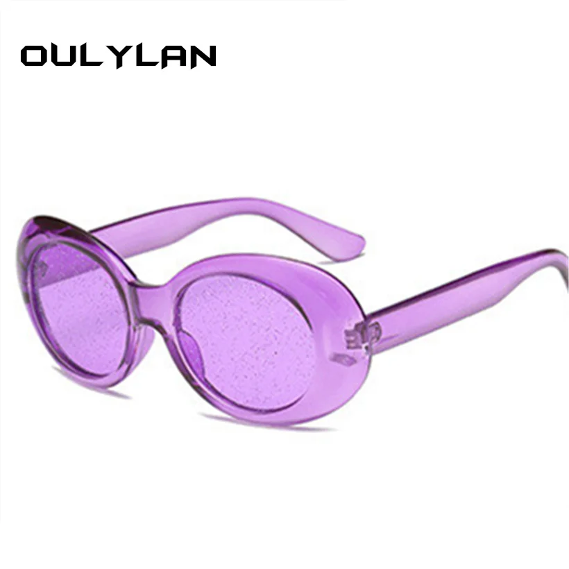 Oulylan Vintage Slagkraft Briller Solbriller Mænd Kvinder Retro Farve, NIRVANA og Kurt Cobain Sol Briller Damer Klart, Små Ovale Briller