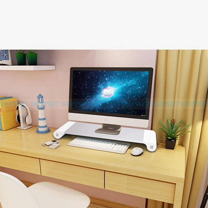 Overvåge Stå Space Bar Bærbare computer Stå Riser med 4 ports USB-oplader til iMac, Mac Book Pro, Mac Book Air Gratis Fragt