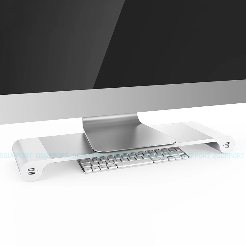 Overvåge Stå Space Bar Bærbare computer Stå Riser med 4 ports USB-oplader til iMac, Mac Book Pro, Mac Book Air Gratis Fragt