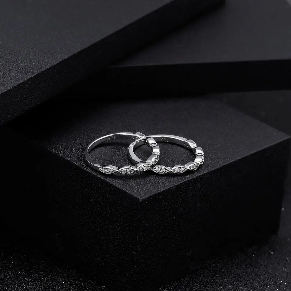 PERLE ' S BALLET 0.08 Ct-1,2 mm EF farve Moissanite Ring 925 Sterling Sølv Halv Evighed Art Deco-Bryllup Band Til Kvinder Smykker