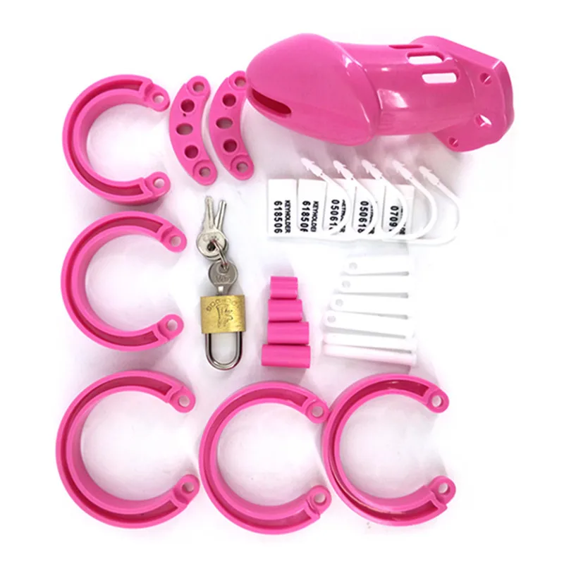 Pink Plastic Mand Chastity Enhed CB6000 CB6000 5 Størrelse Penis Ring Cockring Bur Kyskhedsbælte Penis Lås Voksen Sex Legetøj G7-3-5