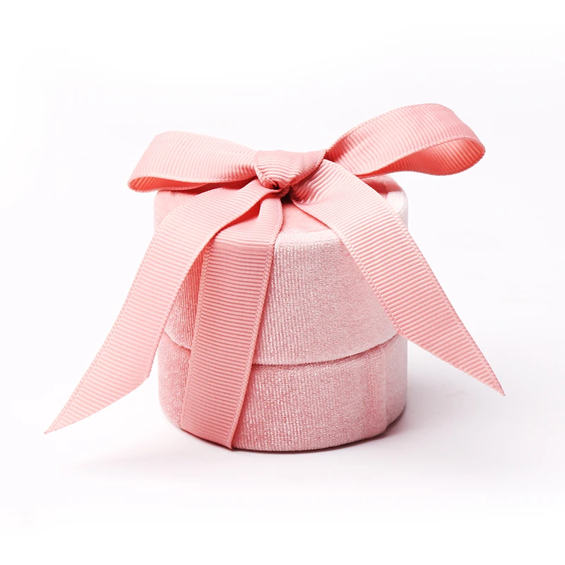 Pink Veleet Bue Vielsesring Smykker Emballage Opbevaring Boks 5 Farve Tilgængelig For Kvindelige Smykker Pendent Gave Fremvise Bærbare