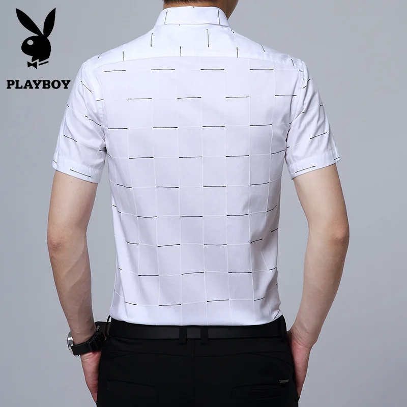 Playboy sommer mode slank komfortable, åndbar bomuld skjorte for mænd casual kortærmet skjorte