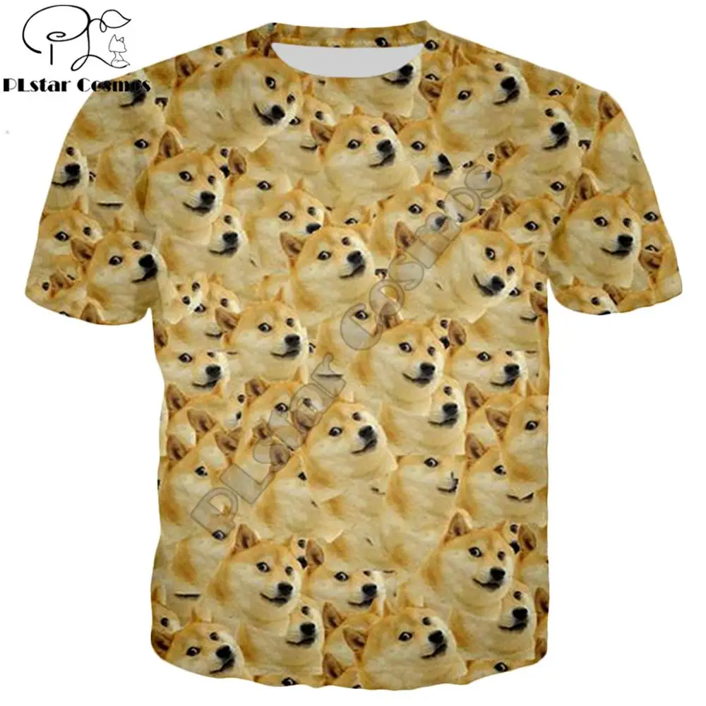 PLstar Kosmos Sommer Mode Mænd t-shirt Morsomt Hoved doge 3d-t-shirt Gud hund/shiba inu print Mænd Kvinder Casual TShirt - Hættetrøjer