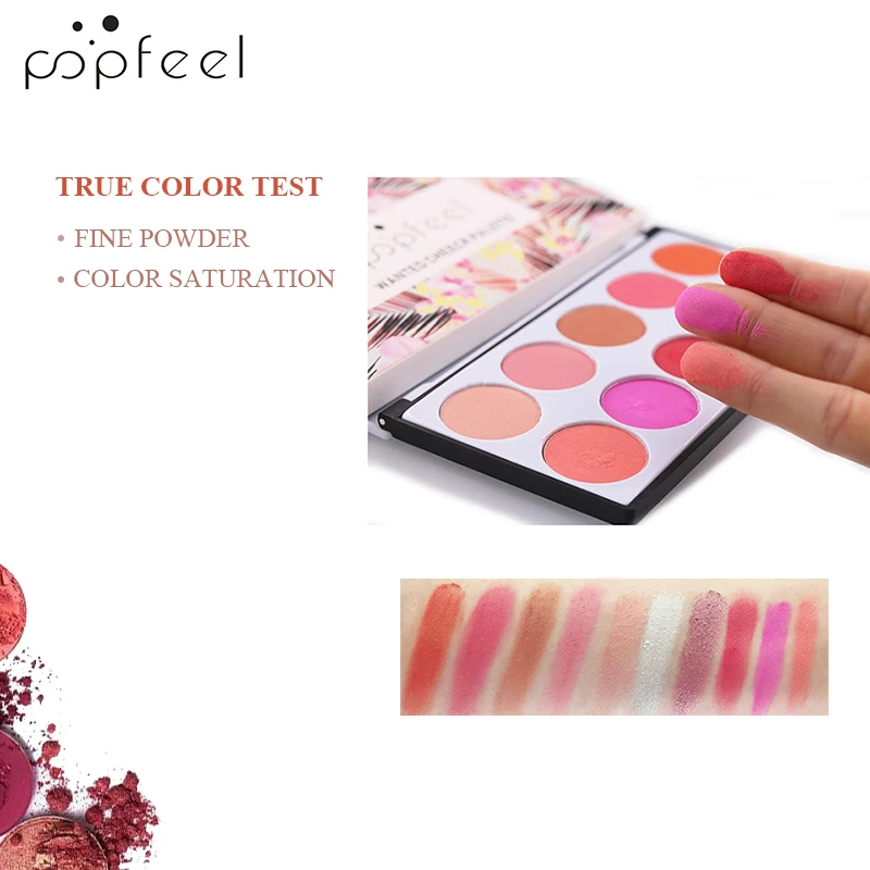 POPFEEL 10 Farve Mat Blusher Palet Blush Powder Naturlig Makeup Sæt Foundation Nude Pigment Kosmetik Glitter Blusher Makeup