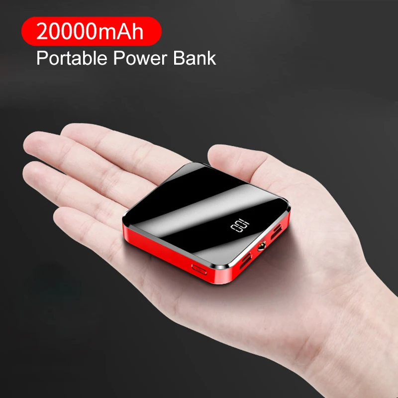 Power Bank 20000mAh Bærbare Mini Poverbank til iPhone 11 XR Samsung Xiaomi Powerbank med LCD-Display Ekstern Batteri Oplader