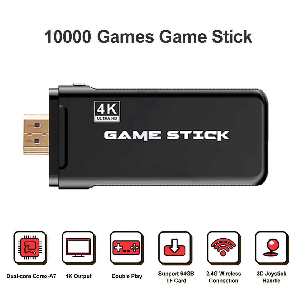Powkiddy PK-05 64 GB spillekonsol 10000 Videospil Afspiller 4K-TV HDMI Stick Håndholdte Wireless Controller