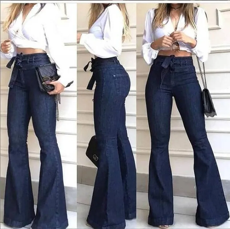 Pragmapism Nye High Waist Hip Blusset Bukser med Bred Ben Bukser, Jeans Kvinder Sexet Mode Jeans Kvinder ' s Tøj brede ben Jeans