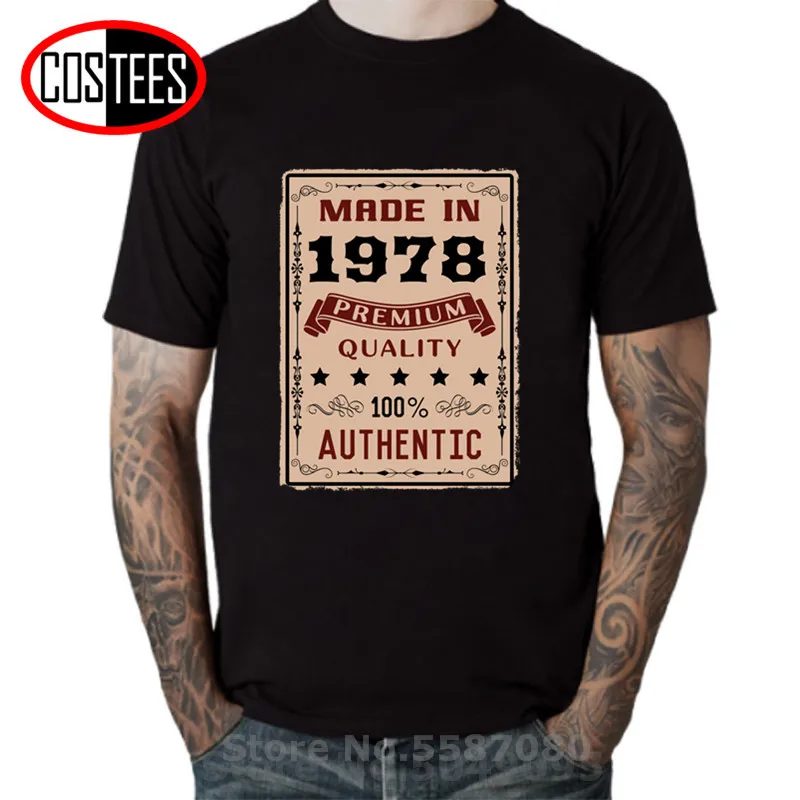 Premium kvalitet, Autentisk Lavet i 1970/1971/1972/1973/1974/1975/1976/1977/1978/1979 T-shirt mænd Vintage Født i 1978 T-shirt