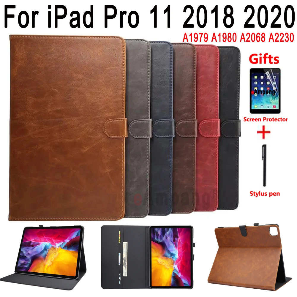 Premium Læder taske til iPad 10.2 7 8 2019 2020 Luft 2 3 4 3 4 Pro 10.5 9.7 11 5 6 2017 2018 Smart Tablet Shell