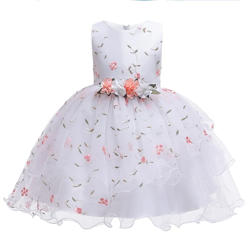 Prinsesse girl ' s Flåde garn fødselsdag børns aften kjole, blomst pige lidt vært brudekjole klaver ydeevne kostume