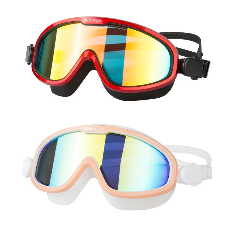 Professionel Plating Anti-UV-Svømning briller Anti Tåge Vandtæt Kvinder Dykning briller Silikone Ramme Svømme Briller Dykning Maske