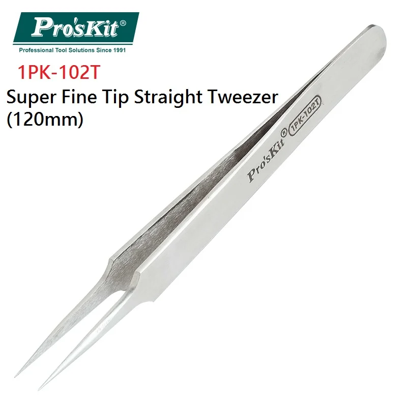 Pro'sKit 1PK-101T Proskit Isolering Anti-magnetiske Pincet i Rustfrit Stål Tips Buede Tips Fine Tips Pincet Hånd værktøj 5.0