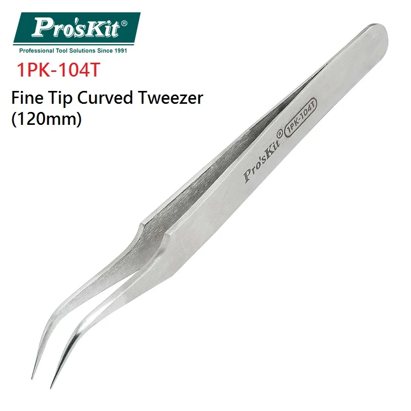 Pro'sKit 1PK-101T Proskit Isolering Anti-magnetiske Pincet i Rustfrit Stål Tips Buede Tips Fine Tips Pincet Hånd værktøj 5.0