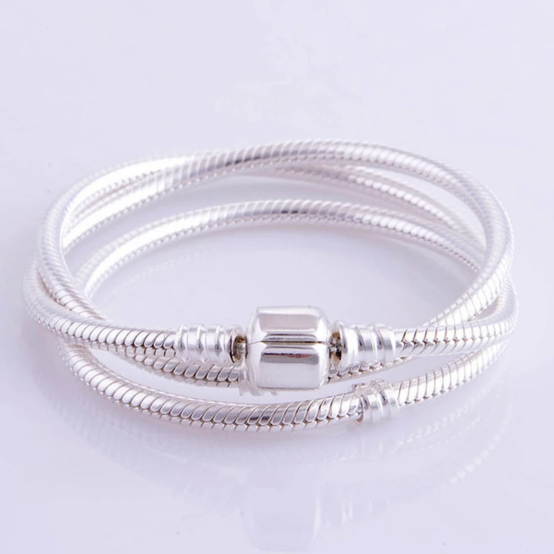 QANDOCCI 925 Sterling-Sølv-Smykker Slange Halskæder til Kvinder DIY-Perler, Smykker at Gøre Passer til Charms Vedhæng Smykker