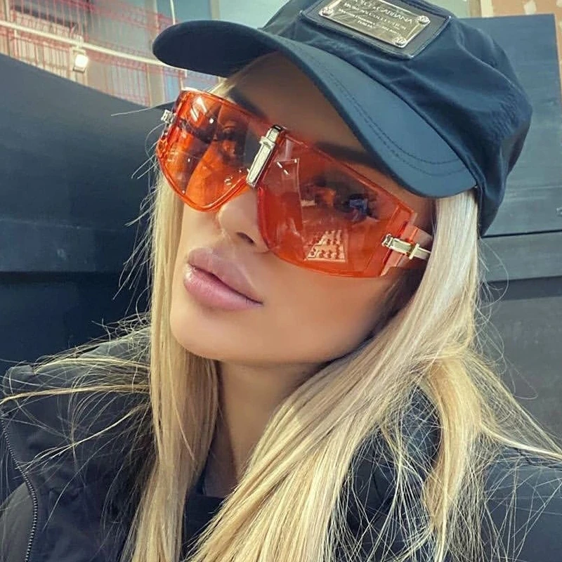 QPeClou 2020 Nye Mode Overdimensionerede Et Stykke Orange Solbriller Kvinder Vintage Stor Ramme Sol Briller Kvindelige Farve Nuancer