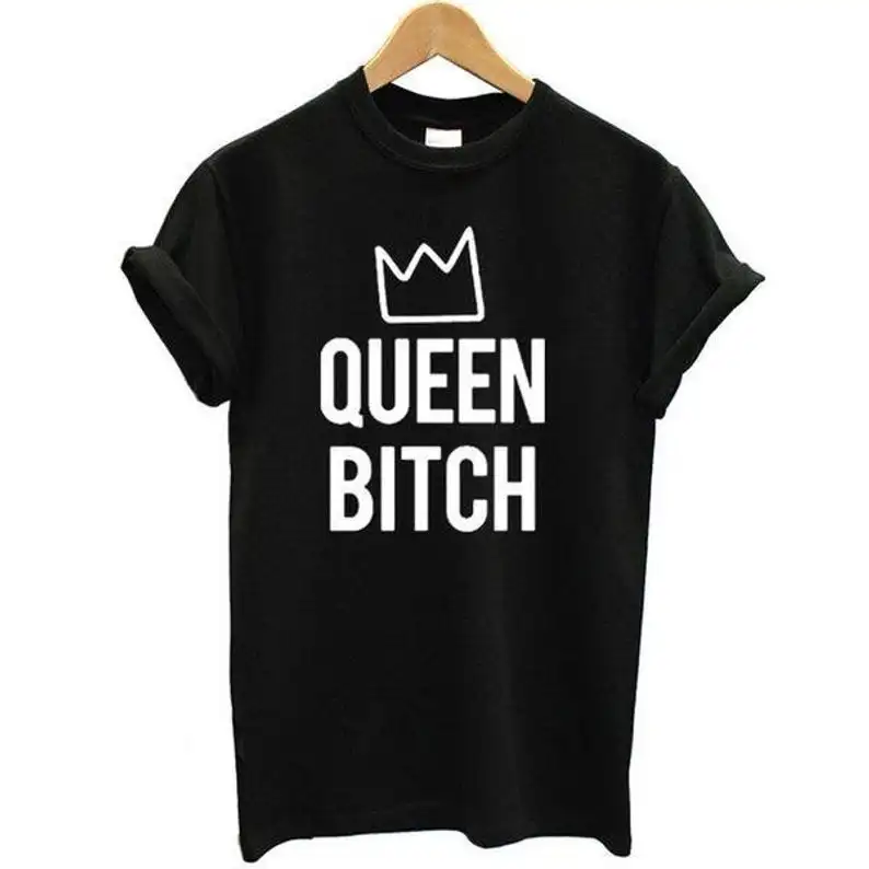 Queen Bitch Print Kvinder tshirt Bomuld Casual Sjove t-shirt Dame Yong Pige Top Tee Høje Kvalitet Drop Skib S-556