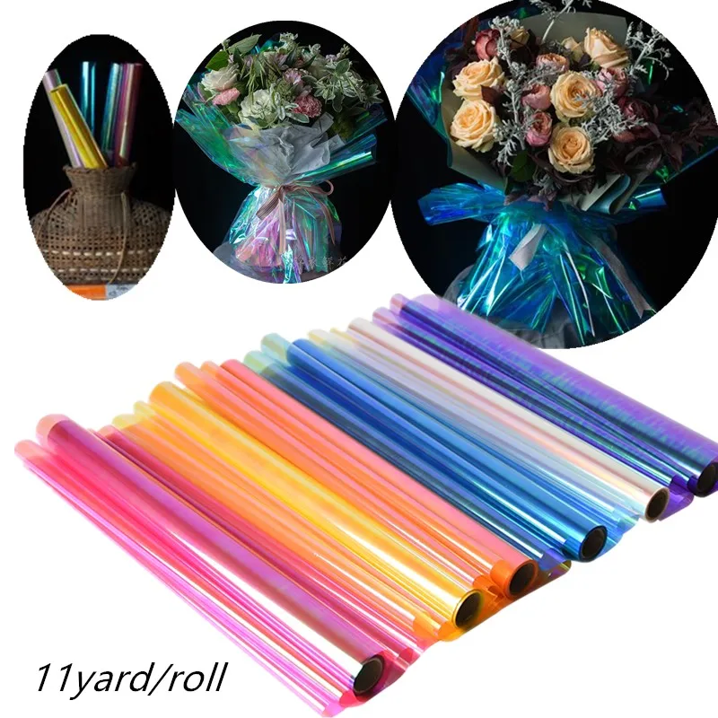 Rainbow Cellofan Blomst indpakningspapir Roll Håndværk Gave Emballage, Papir Blomst silkepapir 11yard 50cm X 10 Meter