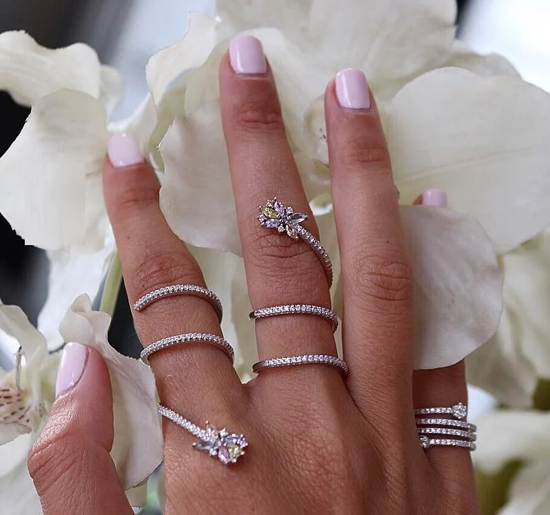 Rainbow cz blomst multi wrap Lange fuld finger ring for kvinder sølv farve gnister CZ banet fashion ringe størrelse 6 7 8