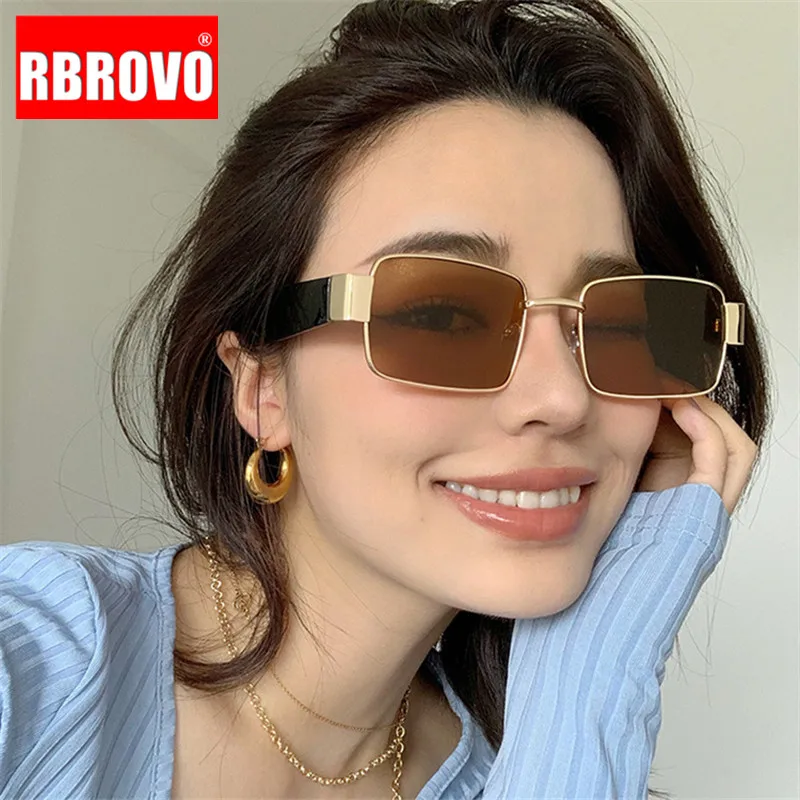 RBROVO Rektangel Retro Solbriller Kvinder 2021 Vintage Briller Til Kvinder/Mænd Luksus Mærke Briller Kvinder Spejl Oculos De Sol