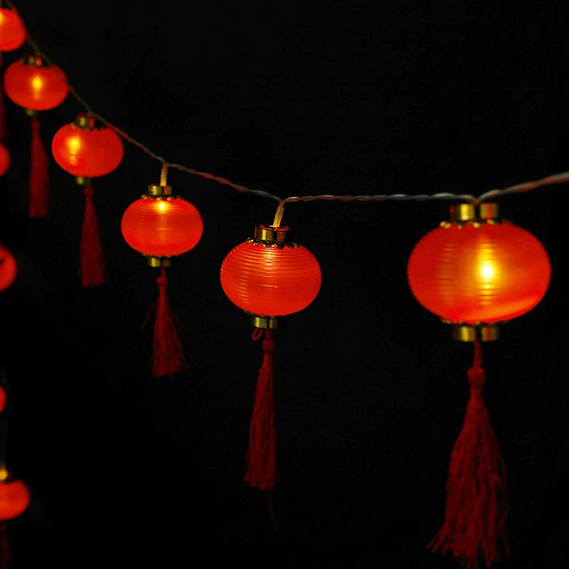 Red Lantern Kinesiske Kvast LED String Lys, Batteri-og USB-Drevet Bryllup Dekorationer Kinesiske nytår Indretning 3 M 20 Lys