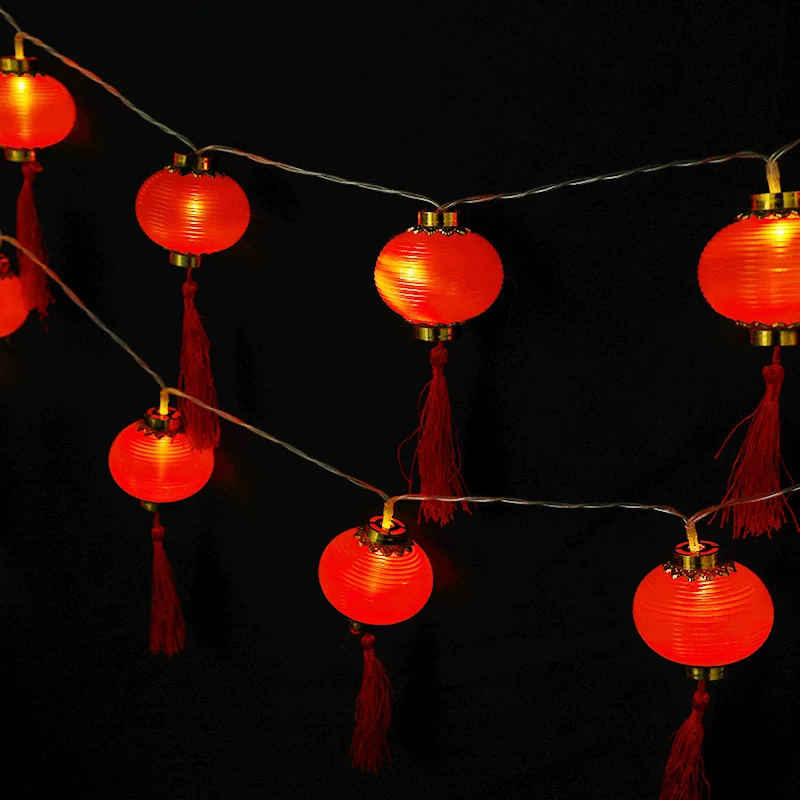 Red Lantern Kinesiske Kvast LED String Lys, Batteri-og USB-Drevet Bryllup Dekorationer Kinesiske nytår Indretning 3 M 20 Lys