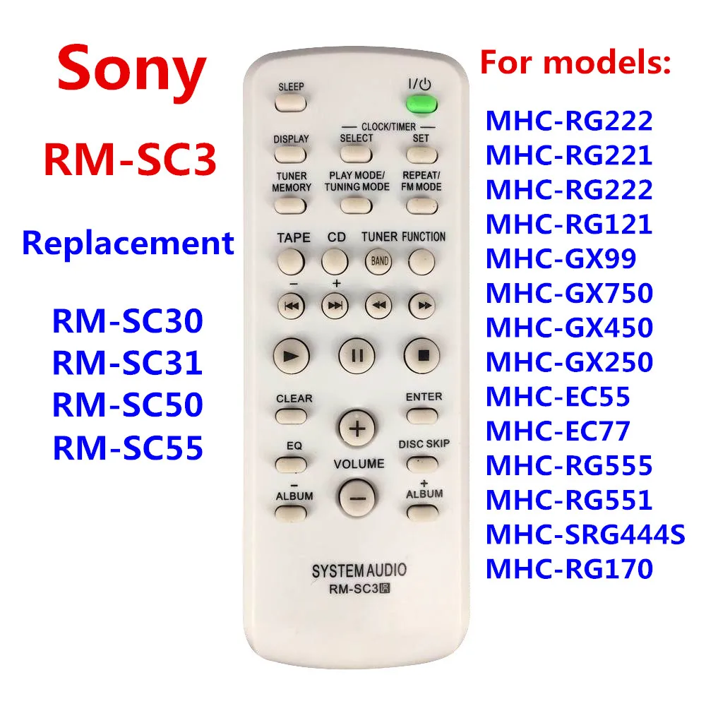 RM-SC3 NY fjernbetjening for RM-SC30 RM-SC31RM-SC50 RM-SC55 For SONY CD-HIFI System Audio MHC-RG222 MHC-RG221 MHC-RG222 MHC-RG121
