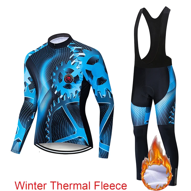 Ropa ciclismo Varm 2021 Vinter Termisk Fleece Cykling Tøj Mænds Jersey Passer til Udendørs Ridning Cykel, MTB Tøj, Bib Pants Sæt