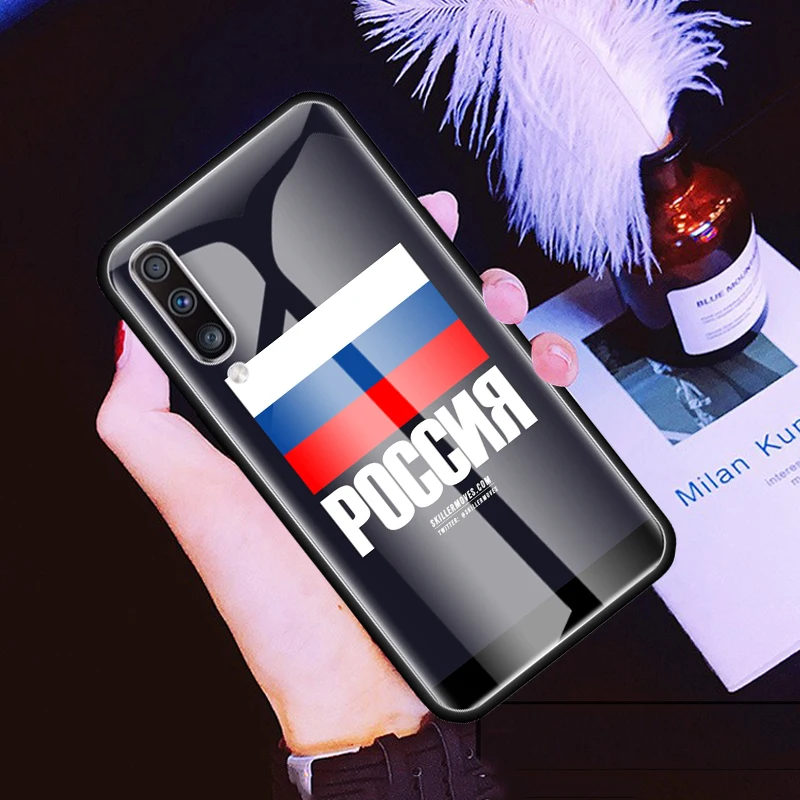 Russisk flag Hærdet Glas Phone Case For Samsung Gslsxy En 51-A50-A71 A70 A40 A41 A31 A21s A10 bagcoveret Coque Celle Taske Capa